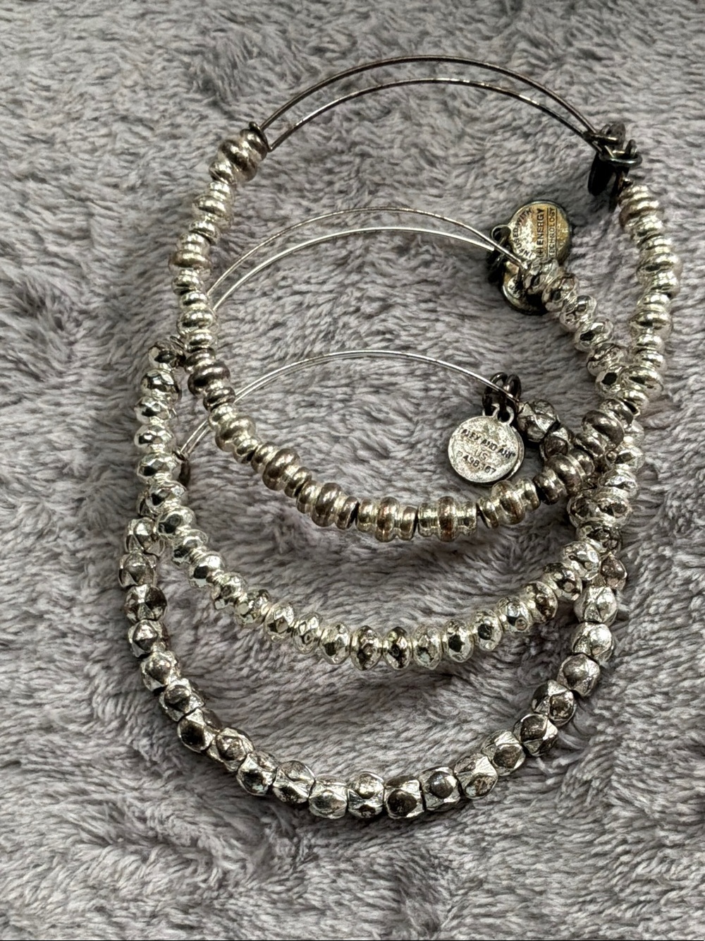 Alex and Ani Silver Beaded Expandable Bracelet Set
